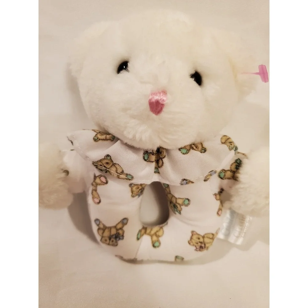 Vintage Carters Prestige Toy Co‎ Plush White Bear Baby Infant Rattle 6 inch